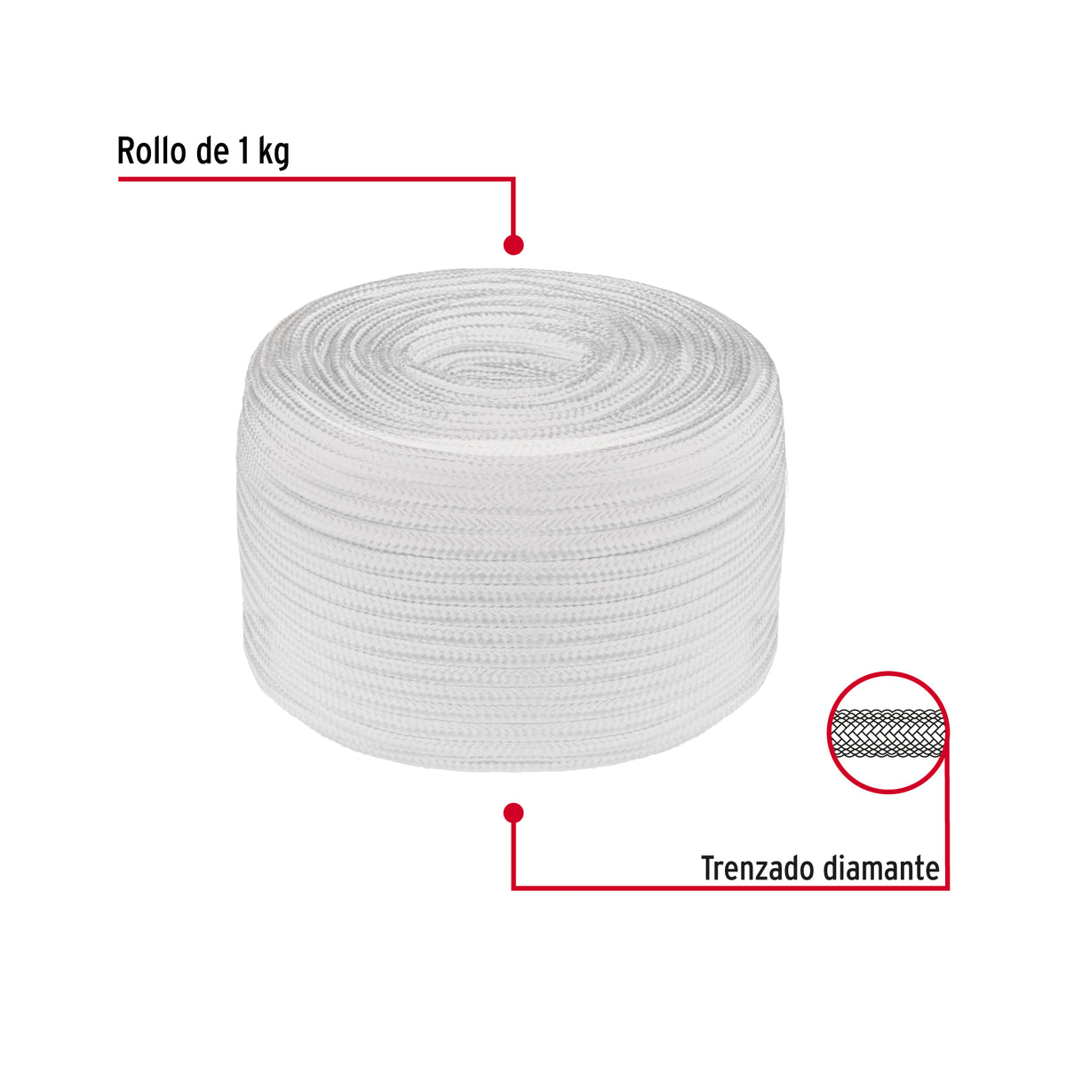 Piola de poliéster diamante de 6 mm, 1 kg, FIERO