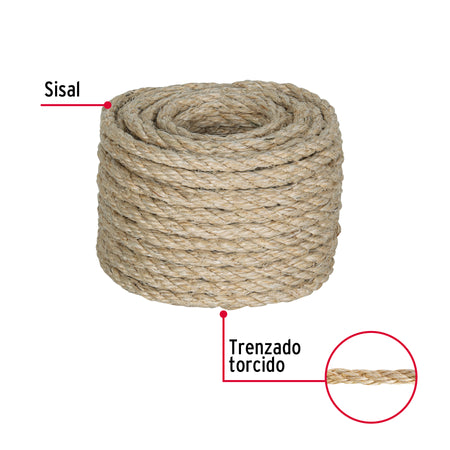Piola de Sisal (henequén) de 8 mm x 15 m natural, FIERO