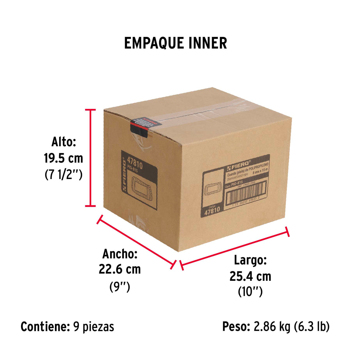 Piola de polipropileno trenzada de 8mm x 15m en madeja