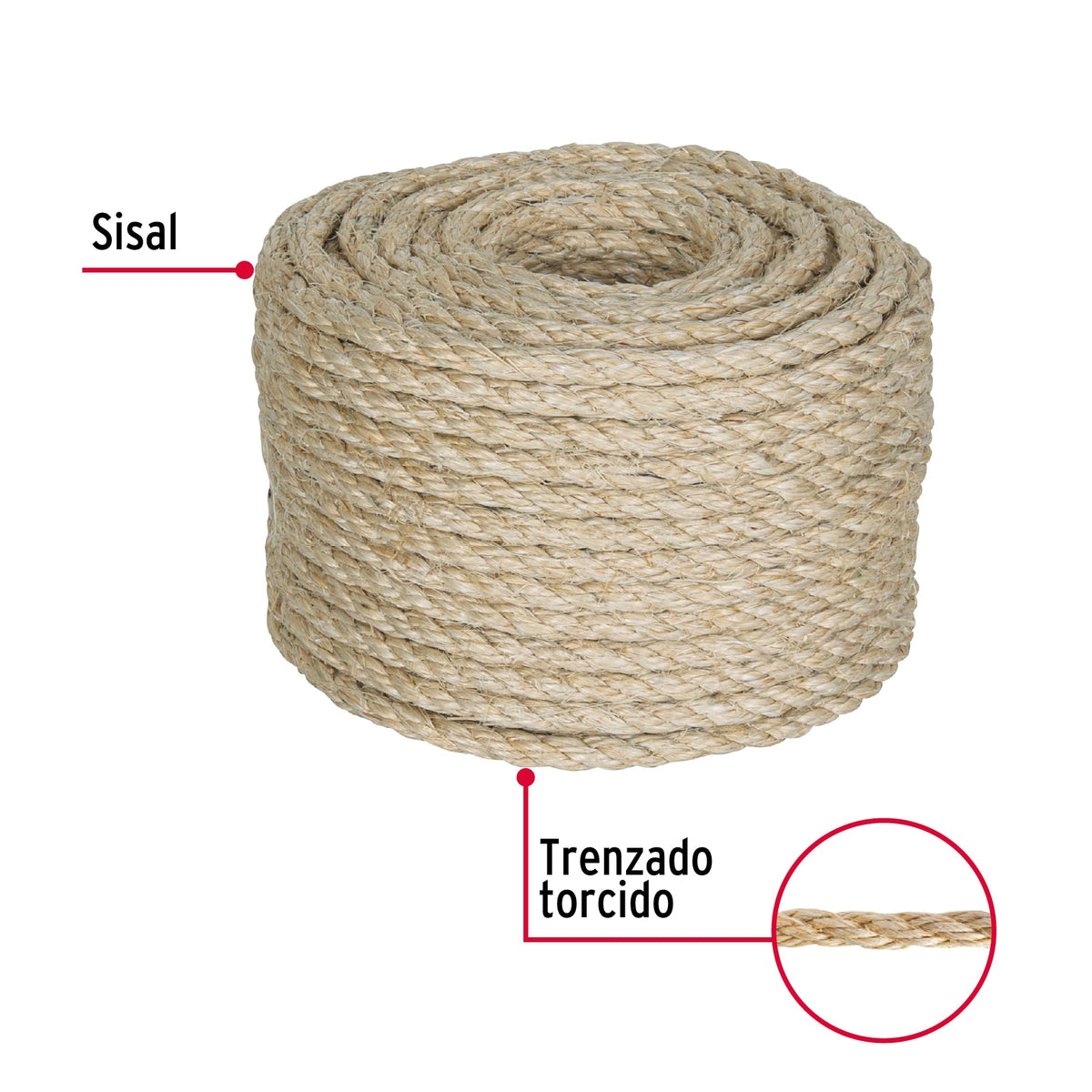 Piola de Sisal (henequén) de 8 mm x 30 m natural, FIERO