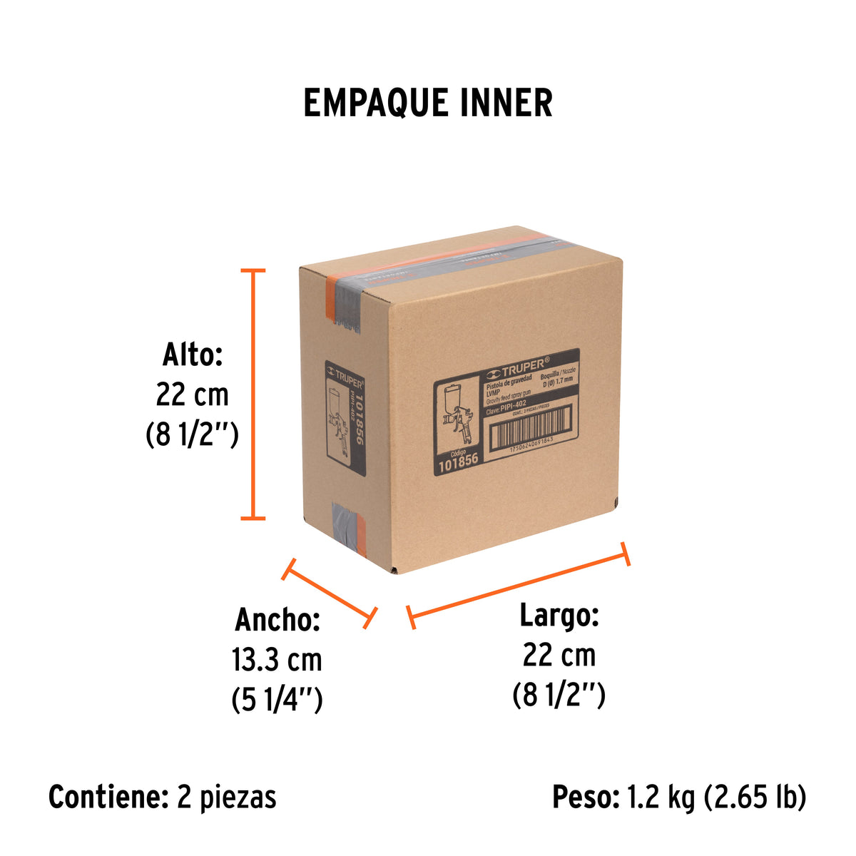 Pistola para pintar LVMP vaso plastico TRUPER 1.7 mm