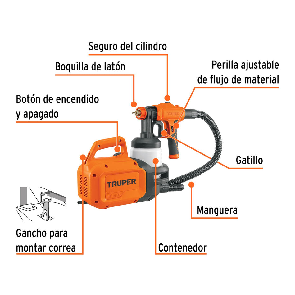 Pistola para pintar eléctrica de 600 W, TRUPER