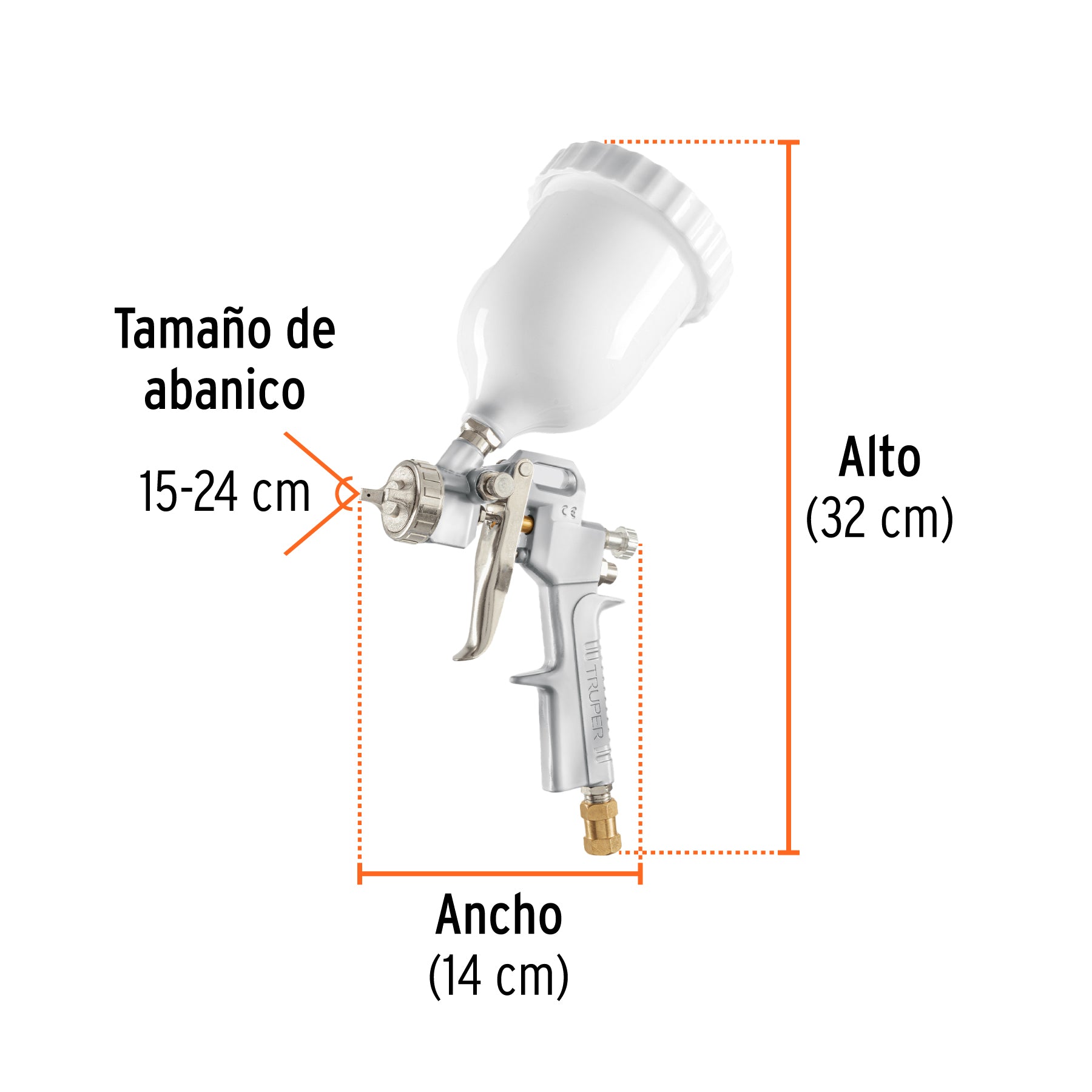 Pistola p/pintar Hibrida vaso plastico1.3mm TRUPER
