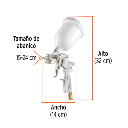 Pistola p/pintar Hibrida vaso plastico1.3mm TRUPER