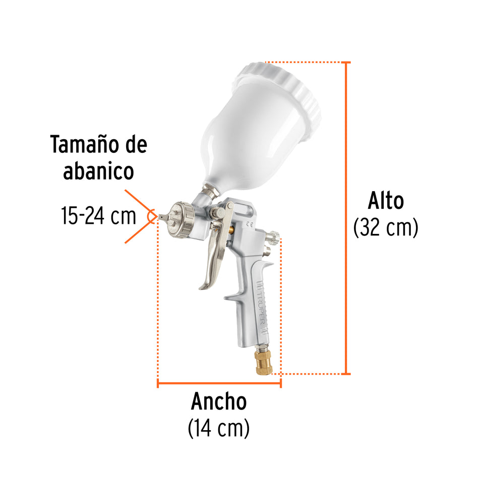 Pistola p/pintar Hibrida vaso plastico1.3mm TRUPER