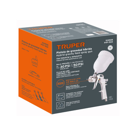 Pistola p/pintar hibrida vaso plastico1.5mm TRUPER