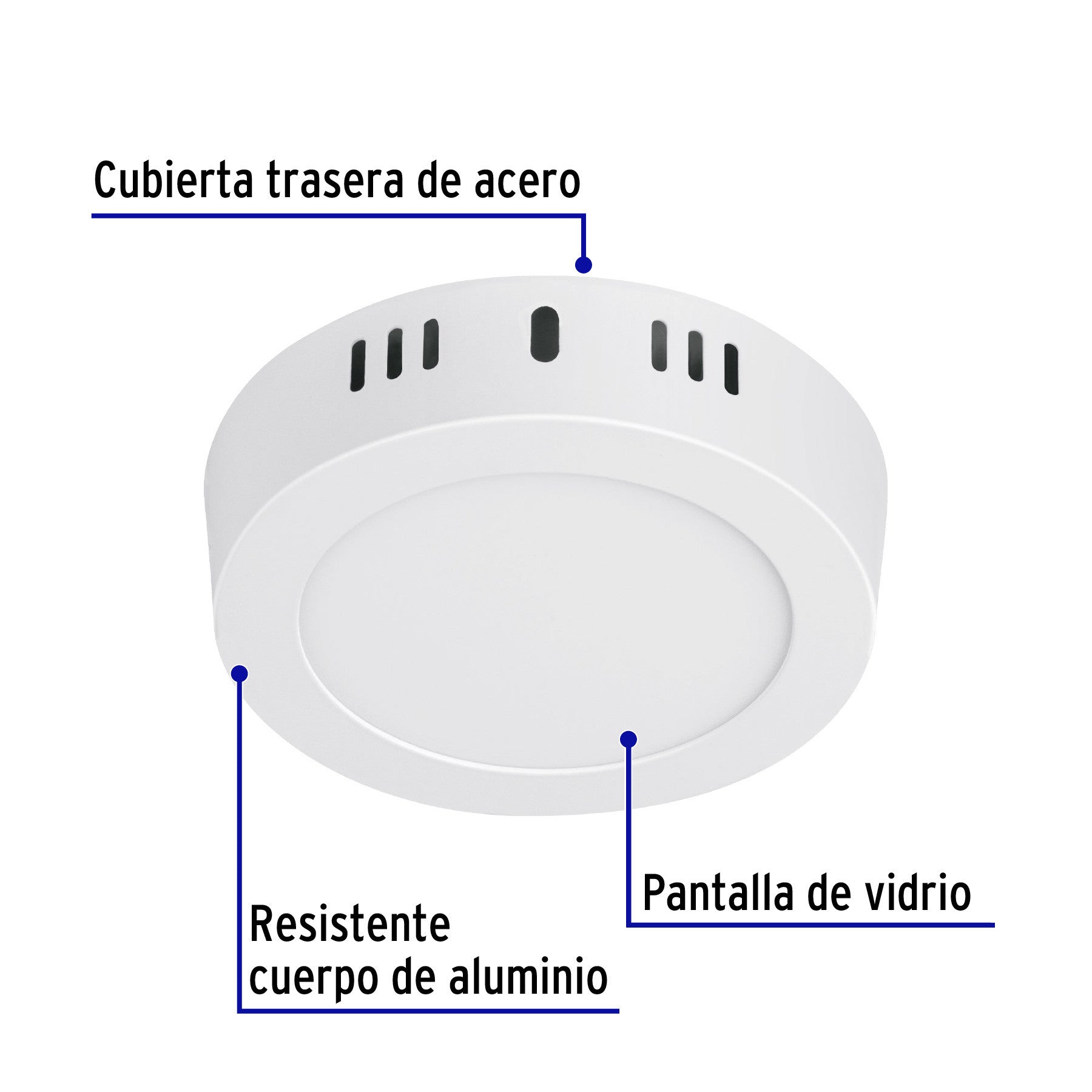 Luminario LED plafón 6W 3000K, redondo, blanco, VOLTECK 6W, blanco