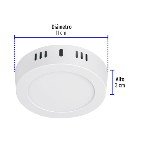 Luminario LED plafón 6W 6500K, redondo, blanco, VOLTECK 6W, blanco