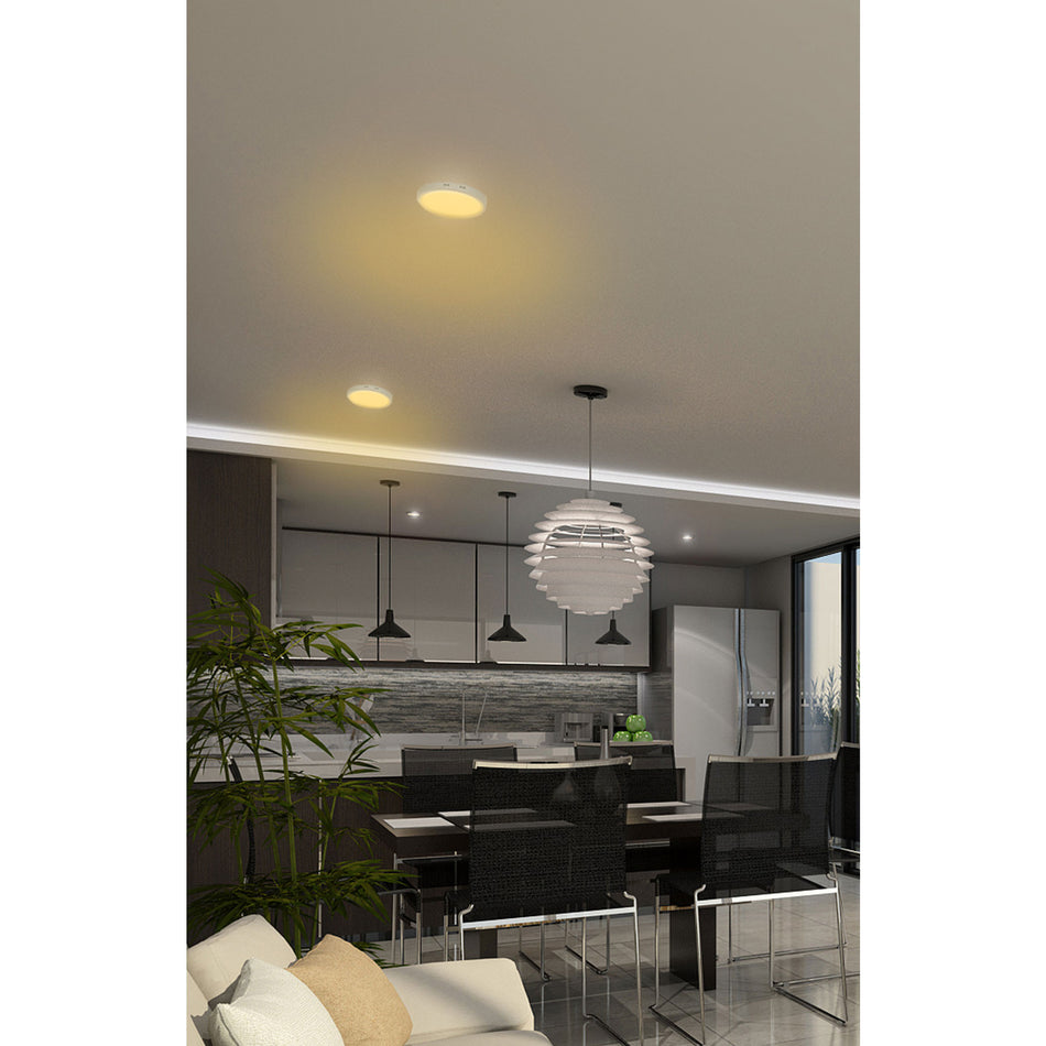 Luminario LED plafón24W 3000K, redondo, blanco, VOLTECK