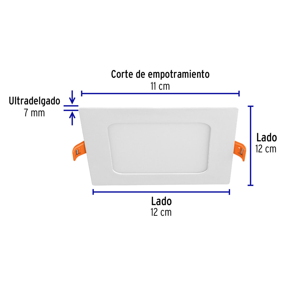 Luminario LED plafón 6W 6500K, cuadrado, blanco, VOLTECK 6W, blanco