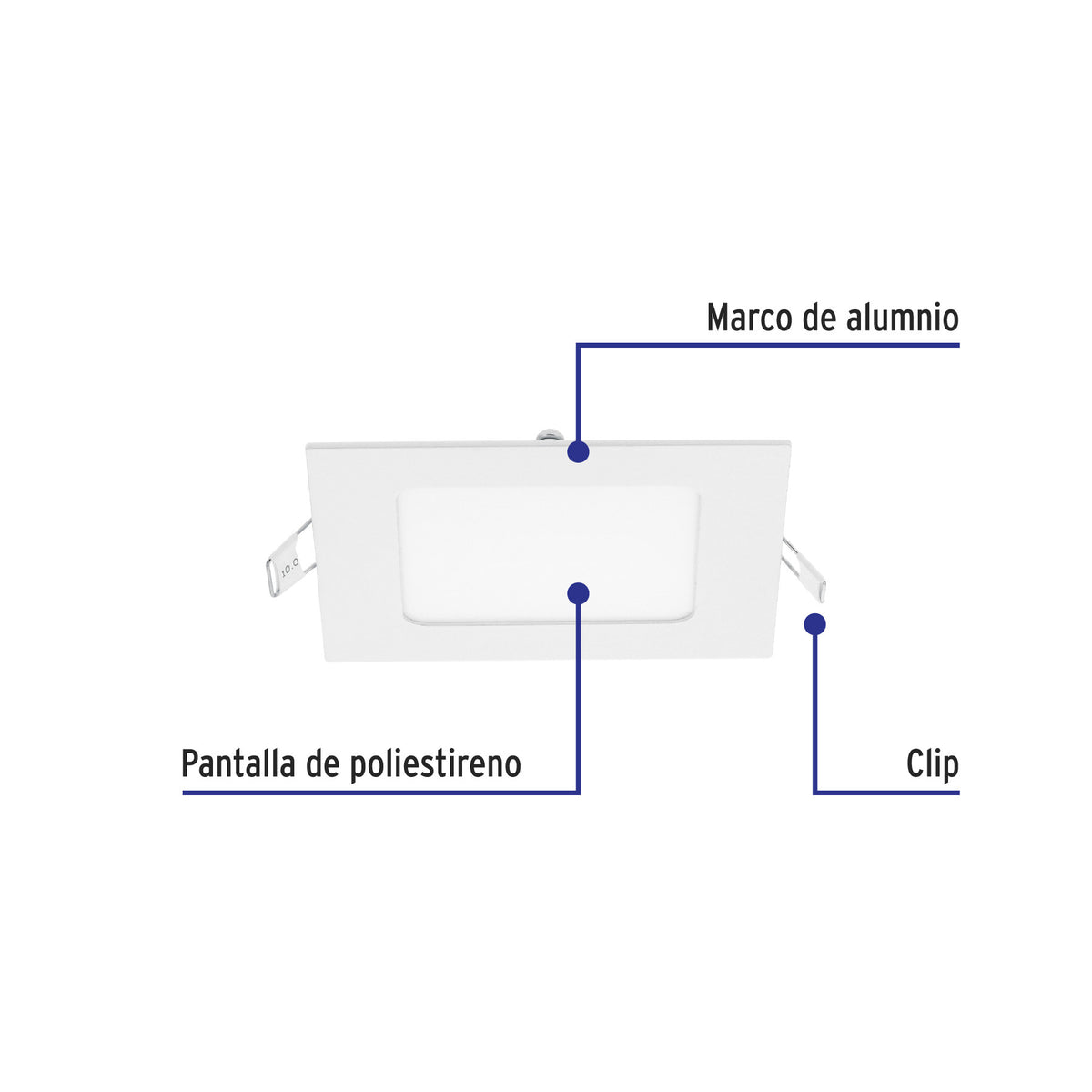 Luminario LED plafón 6W 6500K, cuadrado, blanco, VOLTECK 6W, blanco