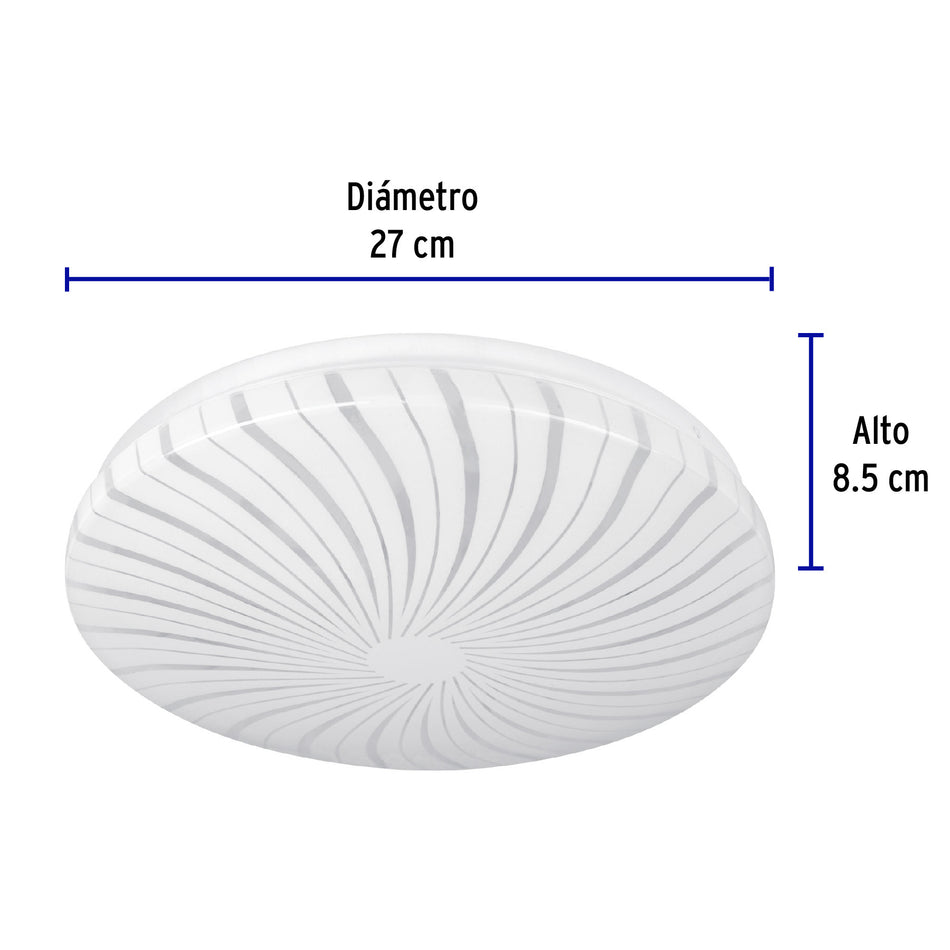 Luminario LED plafón decorativo 8W 3000K, espiral, BASIC 8W