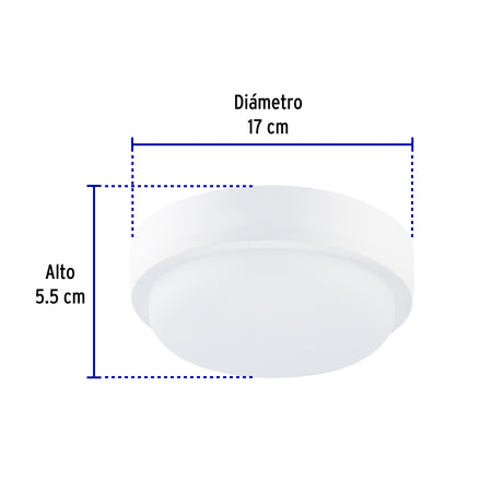 Luminario LED plafón para baño 10W 4000K, redondo, VOLTECK