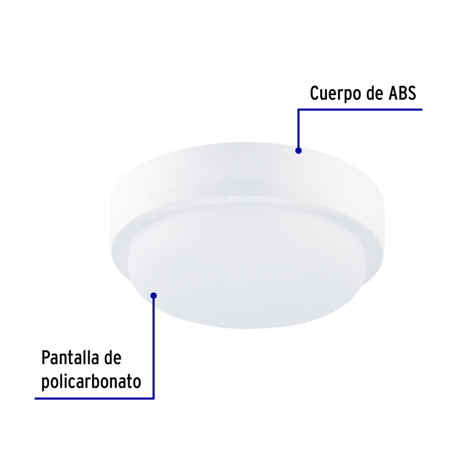 Luminario LED plafón para baño 10W 4000K, redondo, VOLTECK