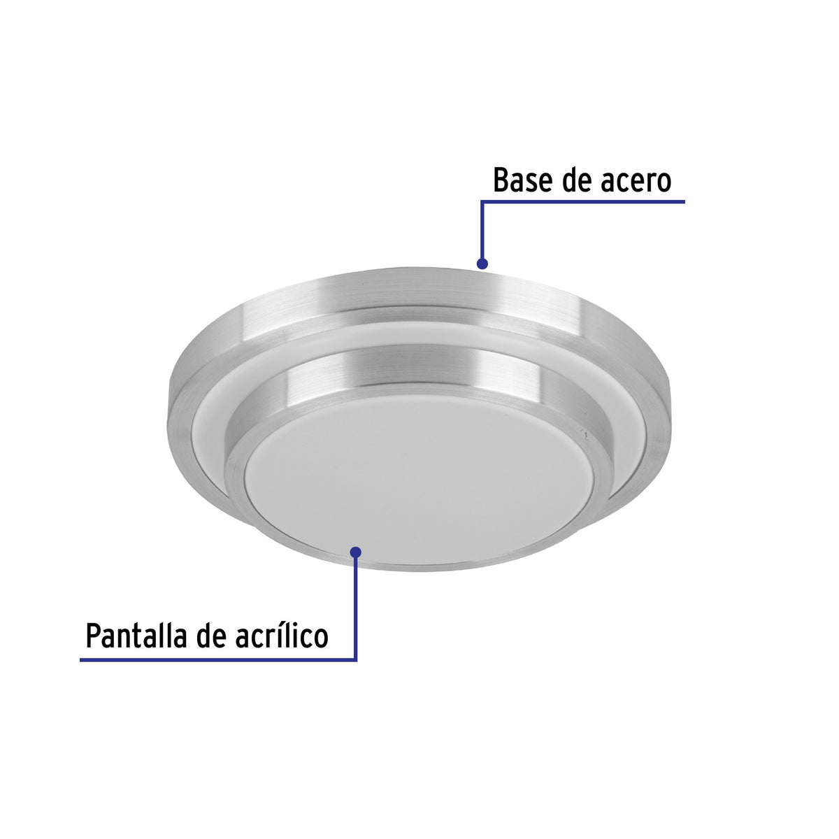Luminario LED plafón decorativo 18W 6500K, metálico, BASIC 18W