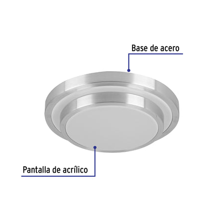 Luminario LED plafón decorativo 18W 6500K, metálico, BASIC 18W