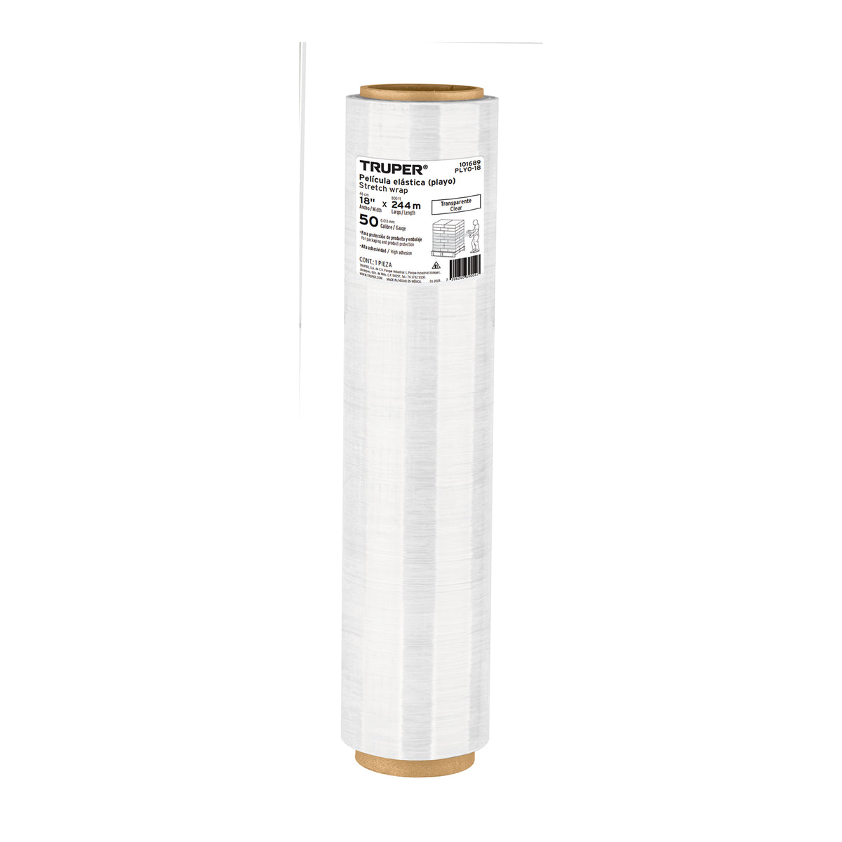 Rollo de 244m pelicula plastica transparente playo 18" cal50