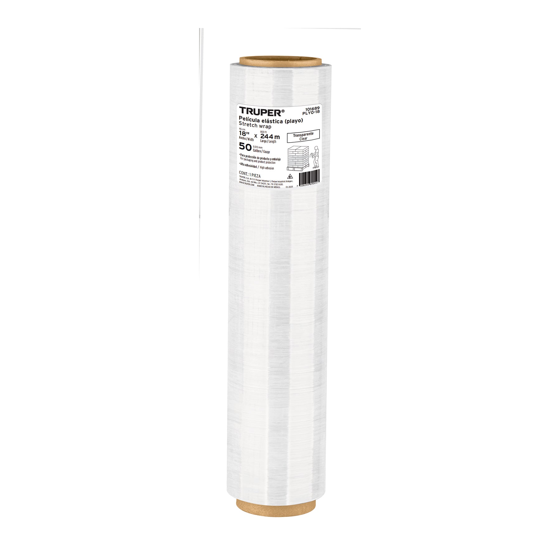 Rollo de 244m pelicula plastica transparente playo 18" cal50