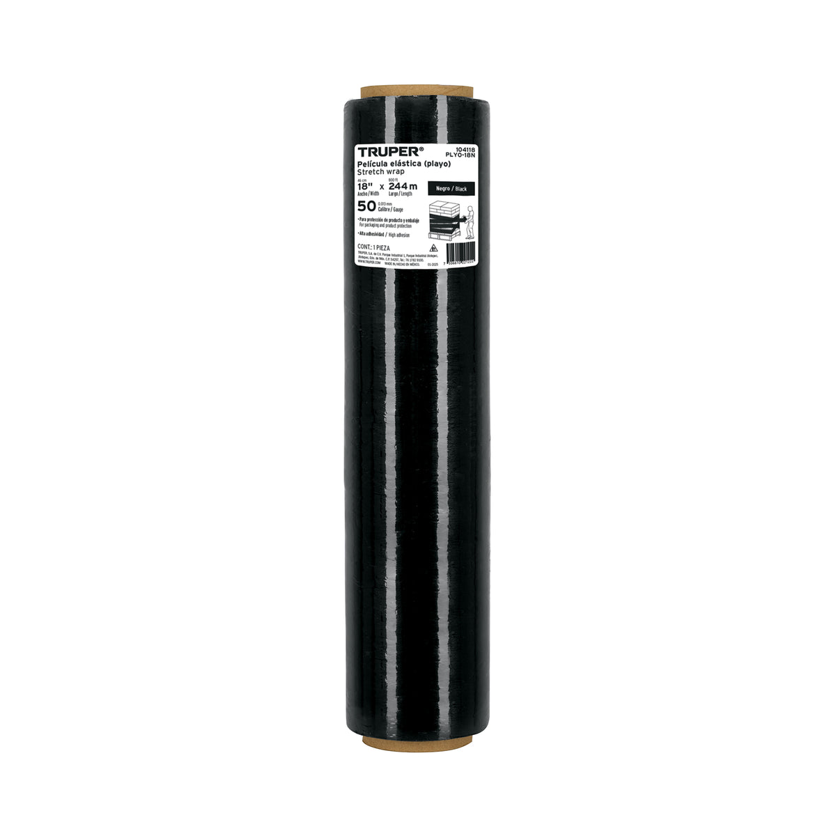 Rollo de 244m película plástica negra playo, 18', cal 50