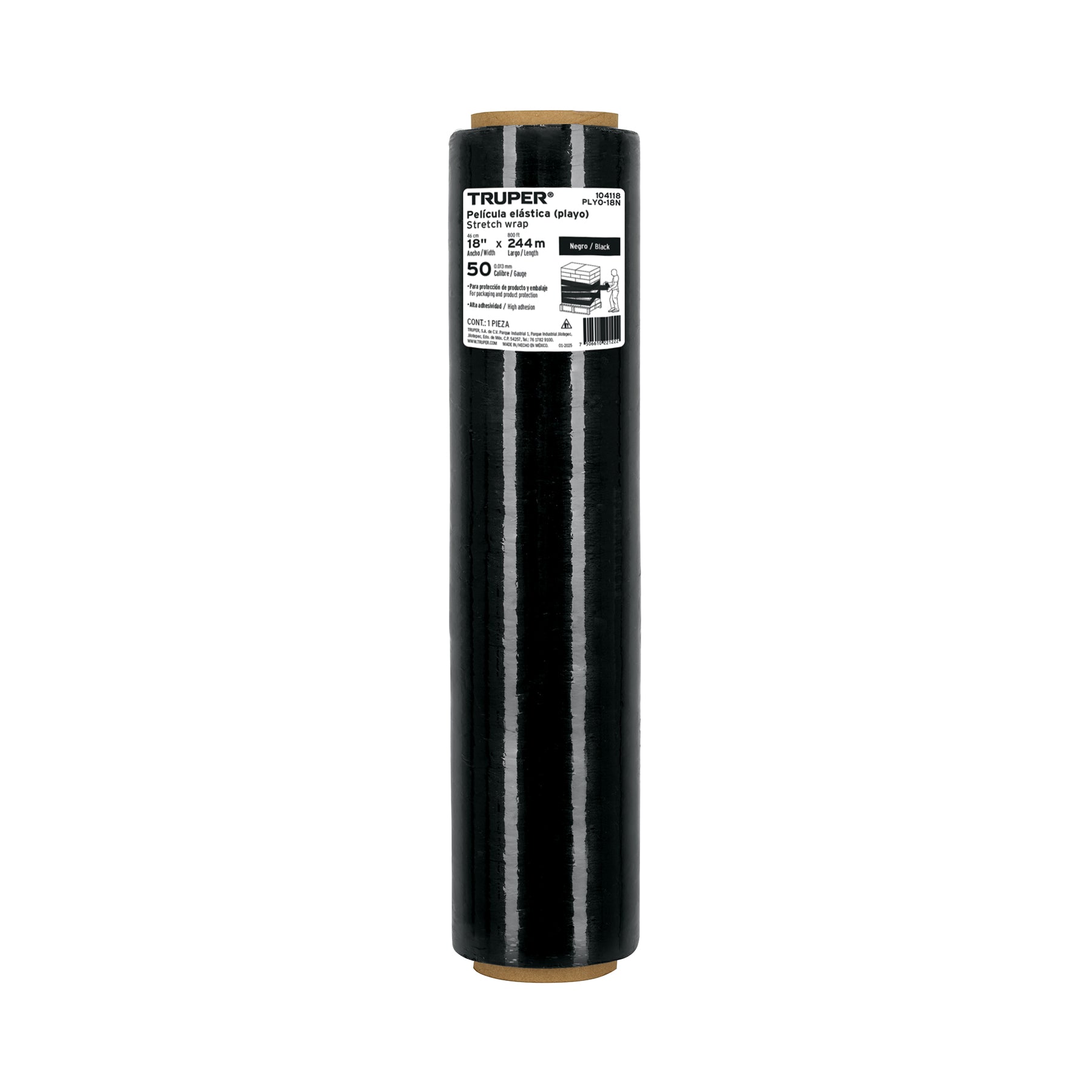 Rollo de 244m película plástica negra playo, 18', cal 50