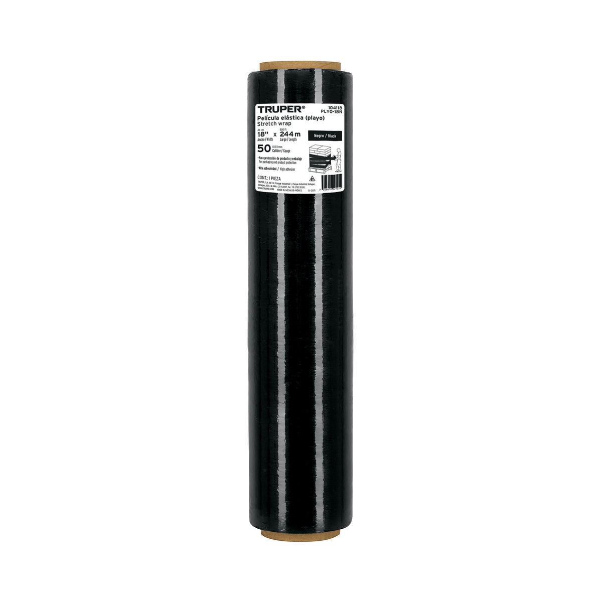 Rollo de 244m película plástica negra playo, 18', cal 50