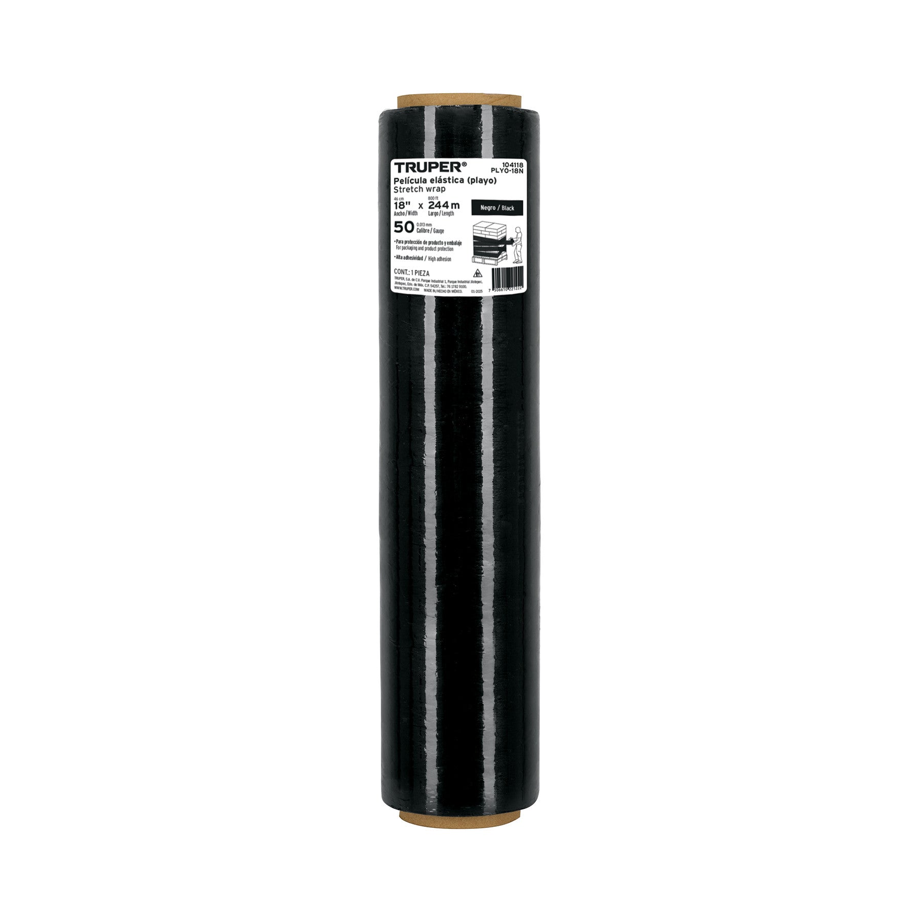 Rollo de 244m película plástica negra playo, 18', cal 50