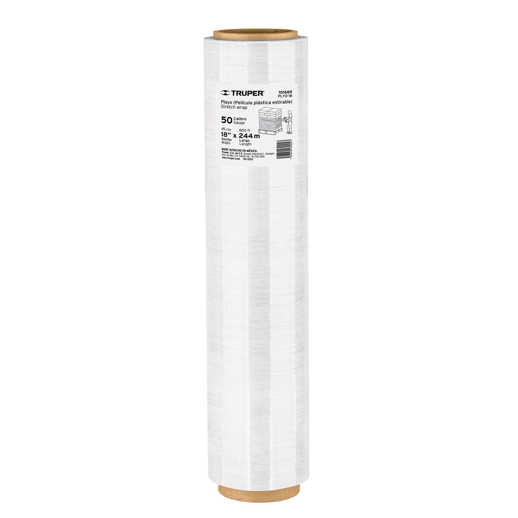 Rollo de 244m pelicula plastica transparente playo 18" cal50
