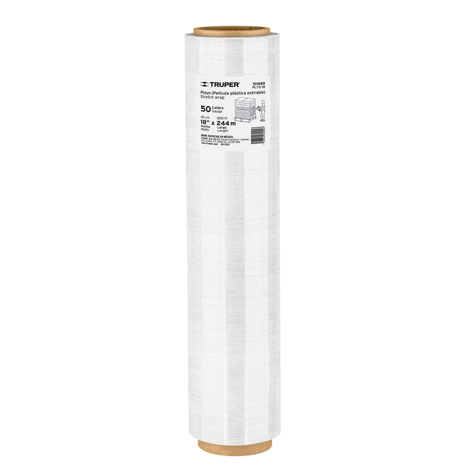 Rollo de 244m pelicula plastica transparente playo 18" cal50