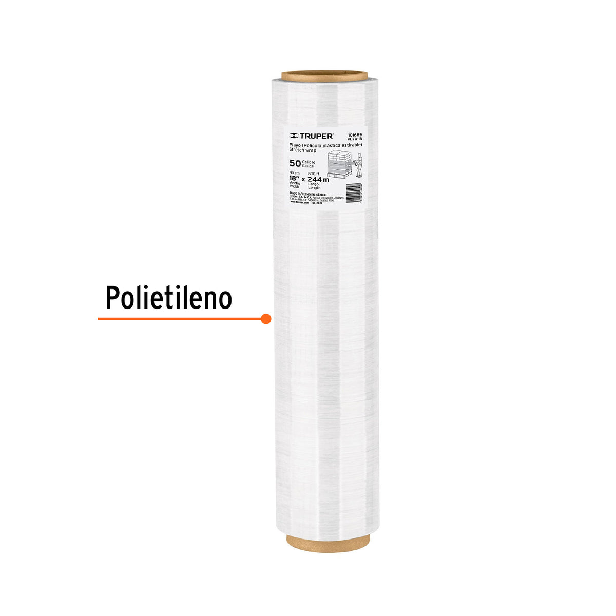 Rollo de 244m pelicula plastica transparente playo 18" cal50