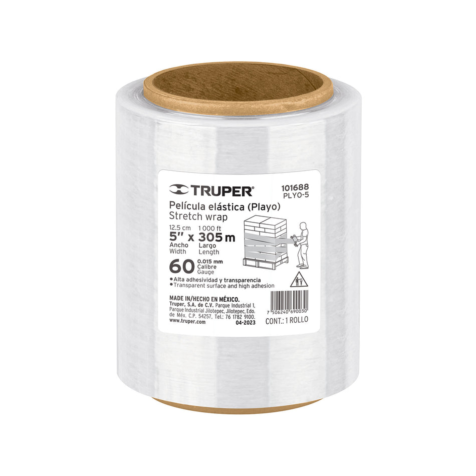 Rollo de 305m pelicula plastica transparente playo 5" cal60