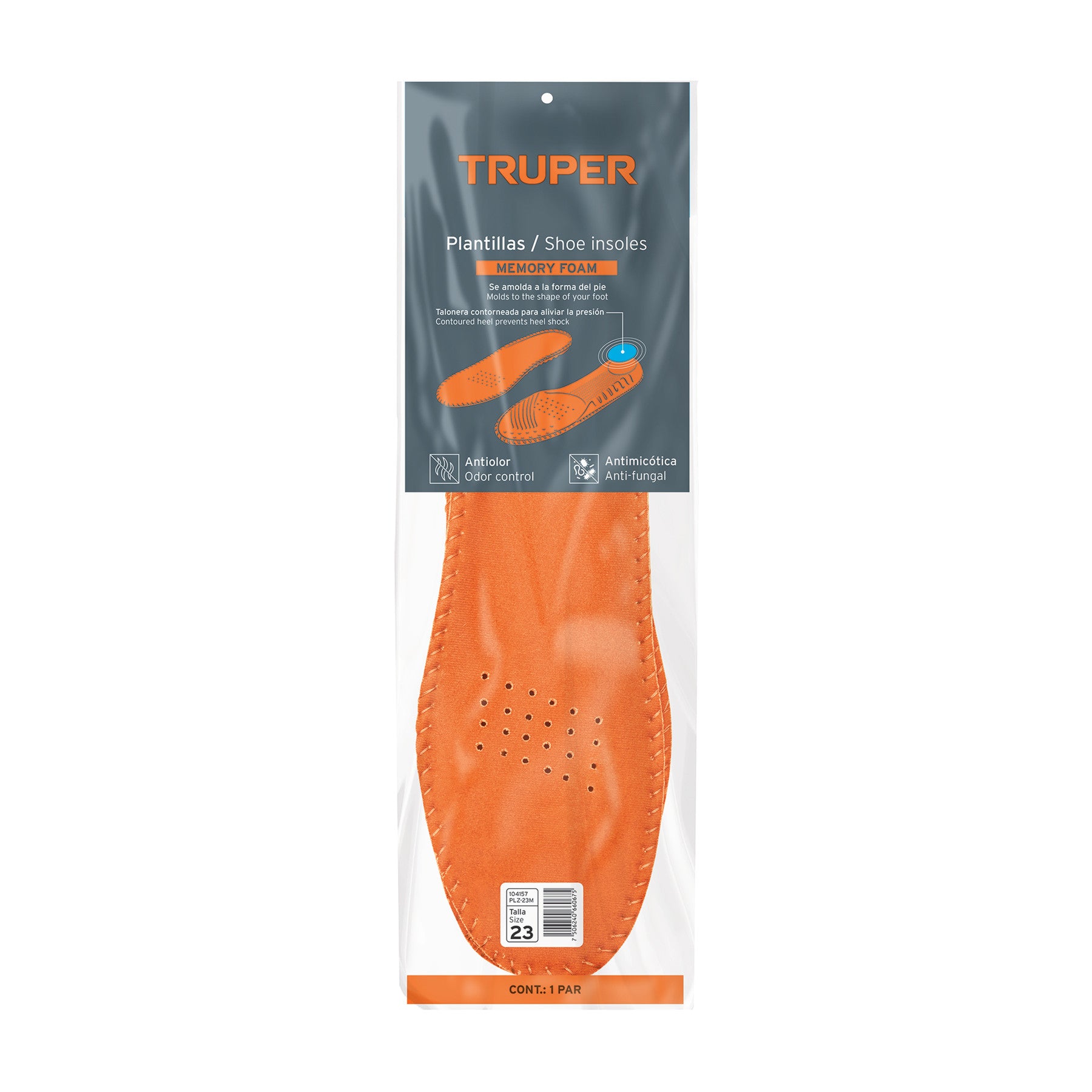 Bolsa con par de plantillas memory foam p/zapato talla 27