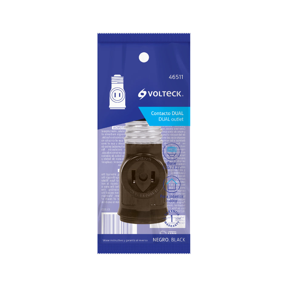 Portalámpara de baquelita, doble contacto, Volteck