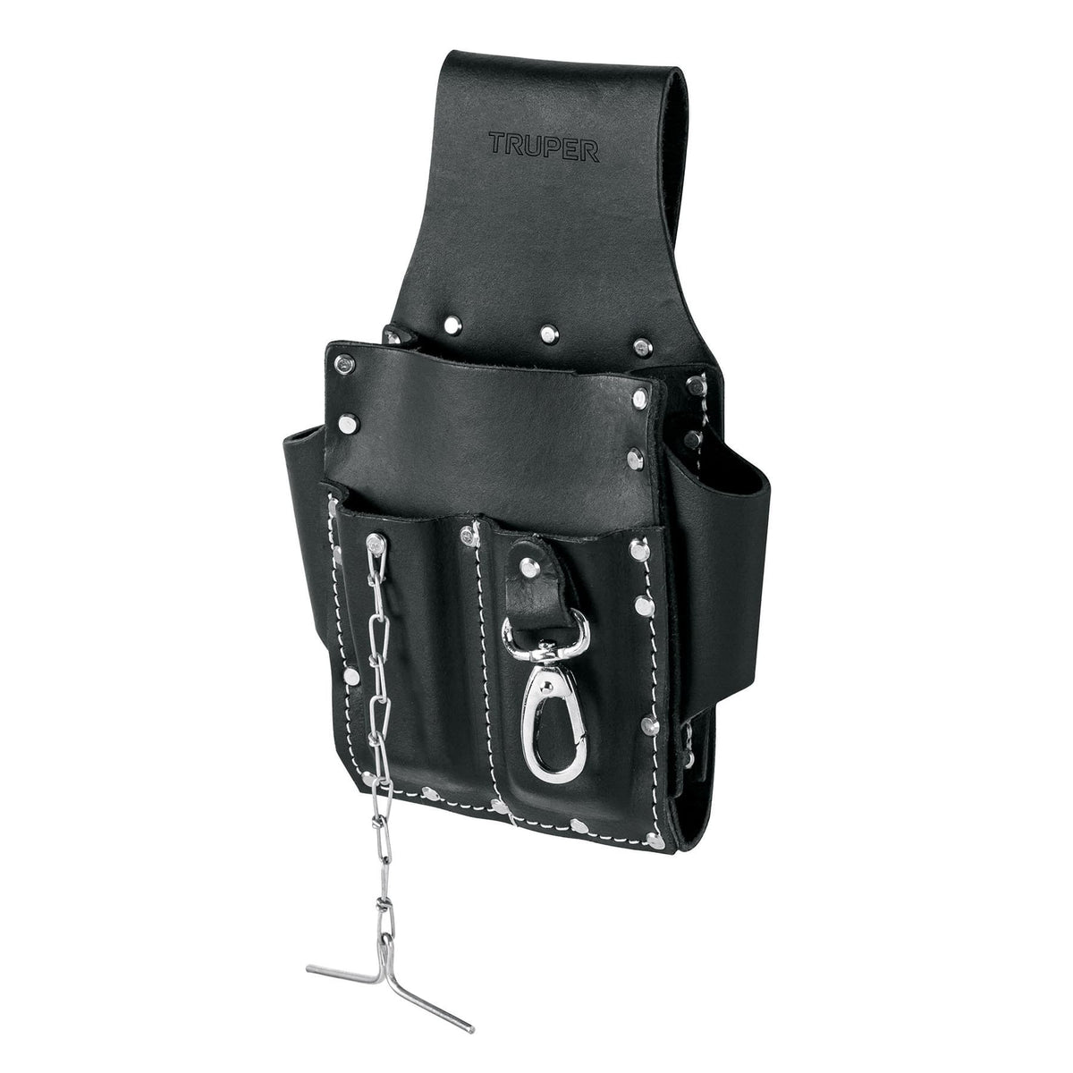 Porta herramientas grande de cuero 7 compartimentos Truper