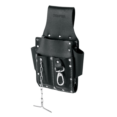Porta herramientas grande de cuero 7 compartimentos Truper