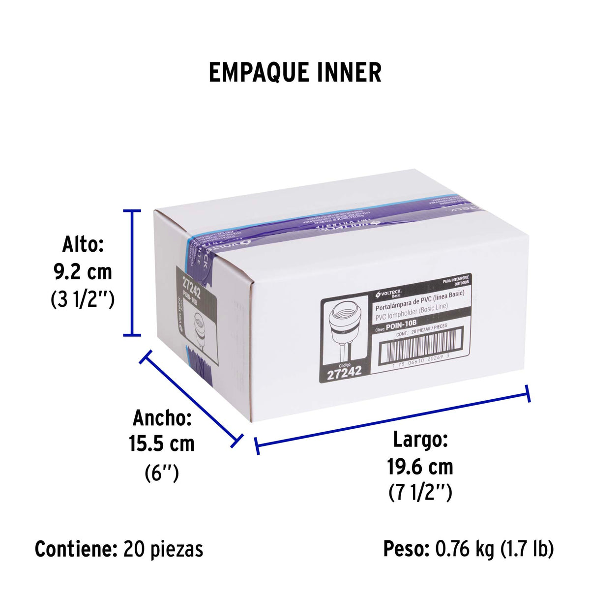 Portalámpara de PVC para intemperie, Volteck Basic