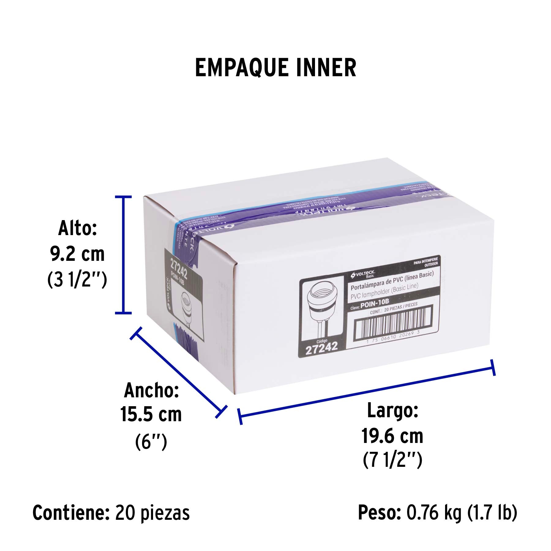 Portalámpara de PVC para intemperie, Volteck Basic