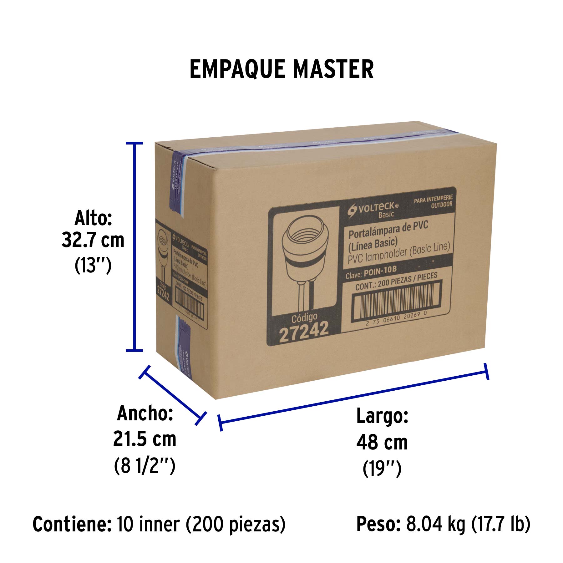 Portalámpara de PVC para intemperie, Volteck Basic