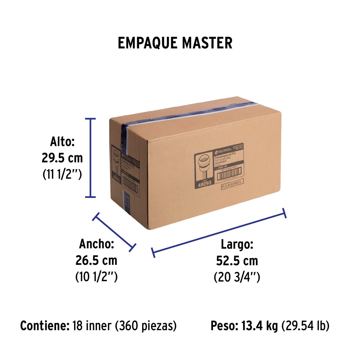 Portalámpara de PVC para intemperie, a granel, Volteck