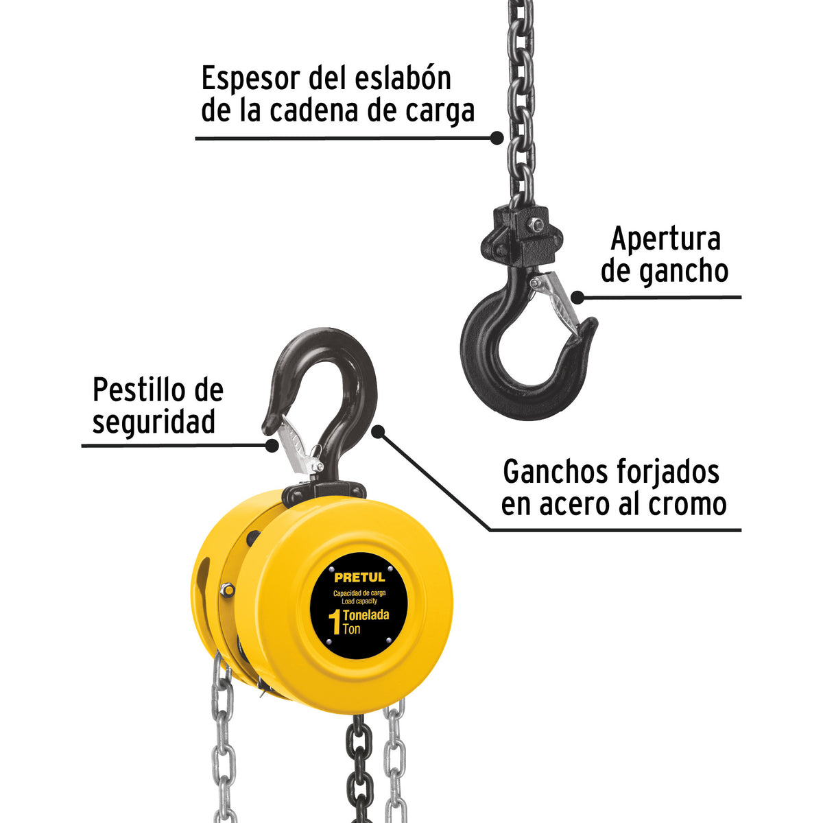 Polipasto de cadena de 1 ton Pretul