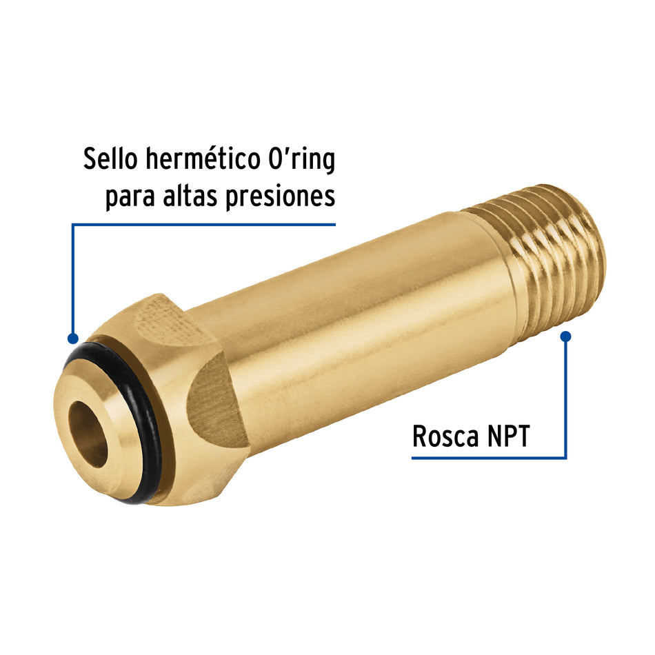 Punta pol de laton 1/4" x 5 cm de rosca con O-ring FOSET