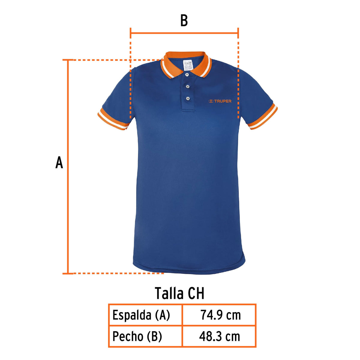 Playera polo para hombre, azul, CH, Truper azul
