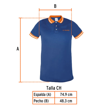 Playera polo para hombre, azul, CH, Truper azul
