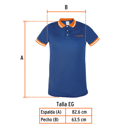 Playera polo para hombre, azul, EG, Truper azul