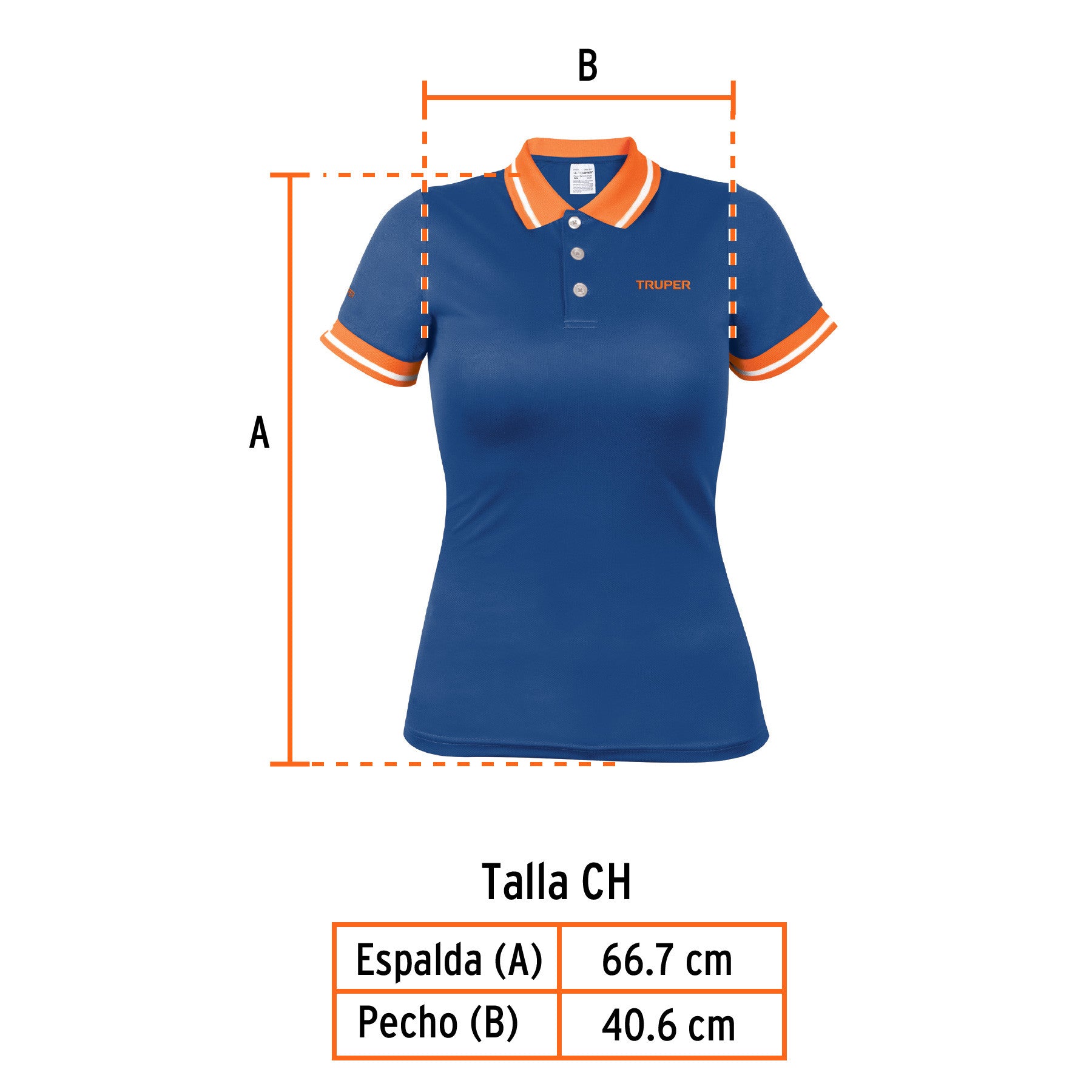Playera polo para mujer, azul, CH, Truper azul