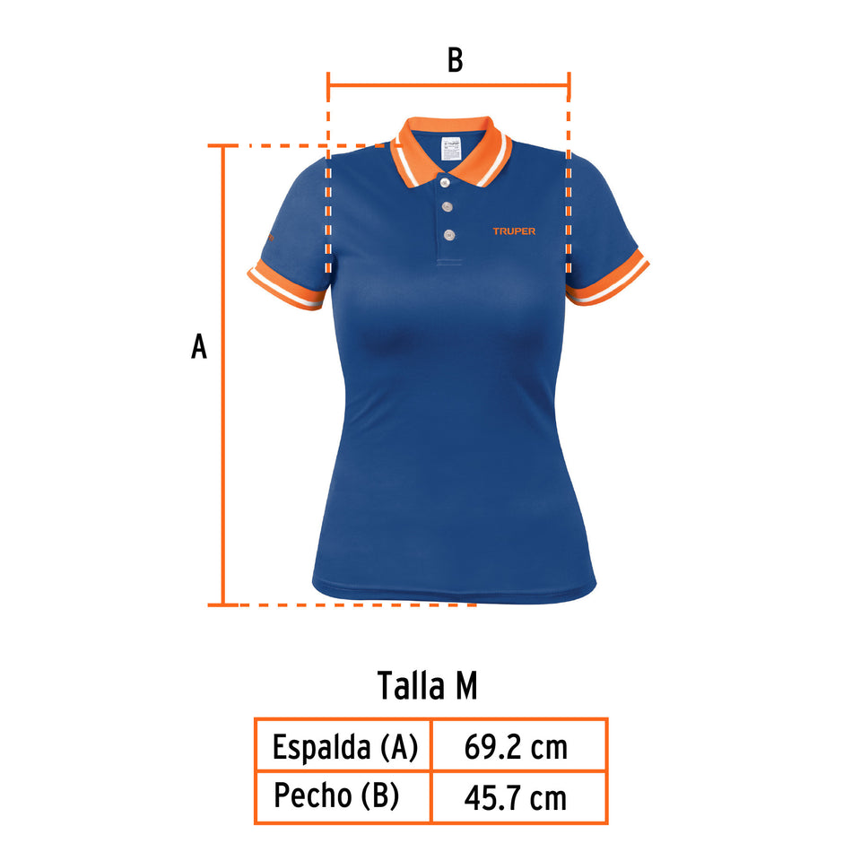 Playera polo para mujer, azul, M, Truper azul