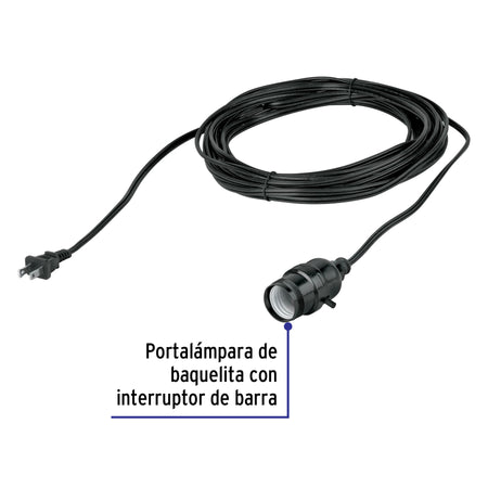 Portalámparas con cable de 10 m, VOLTECK 10 m