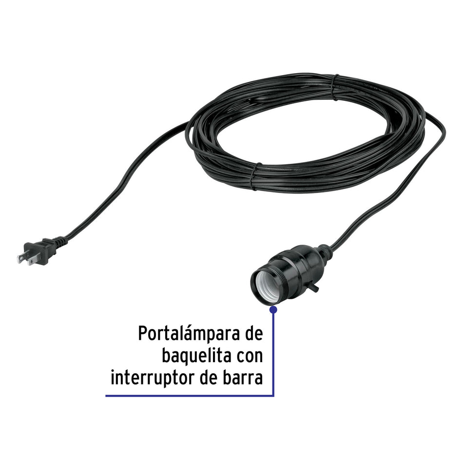Portalámparas con cable de 10 m, VOLTECK 10 m