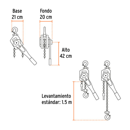 Polipasto de palanca 3 toneladas Truper