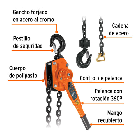 Polipasto de palanca 3 toneladas Truper