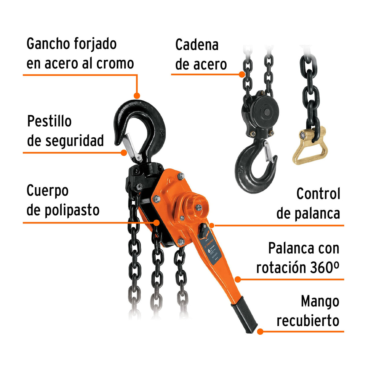 Polipasto de palanca 6 toneladas Truper